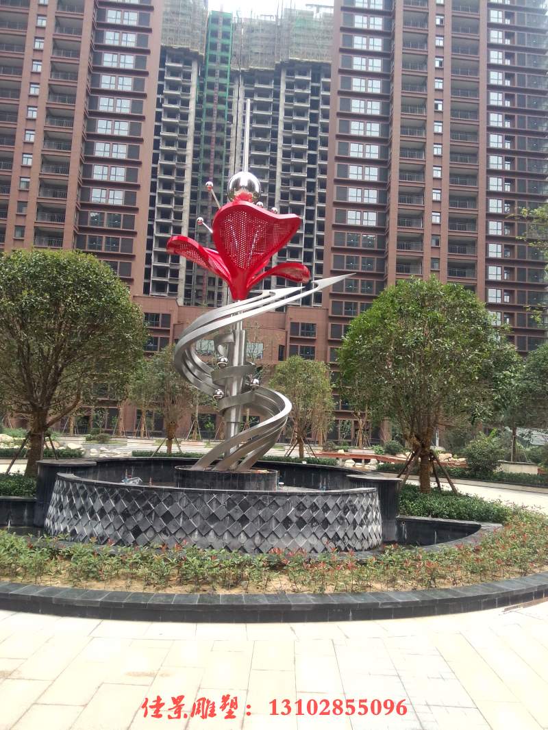 校园不锈钢抽象花朵雕塑