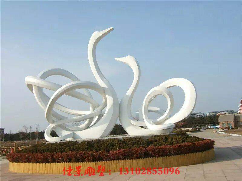 不锈钢天鹅雕塑，抽象天鹅雕塑
