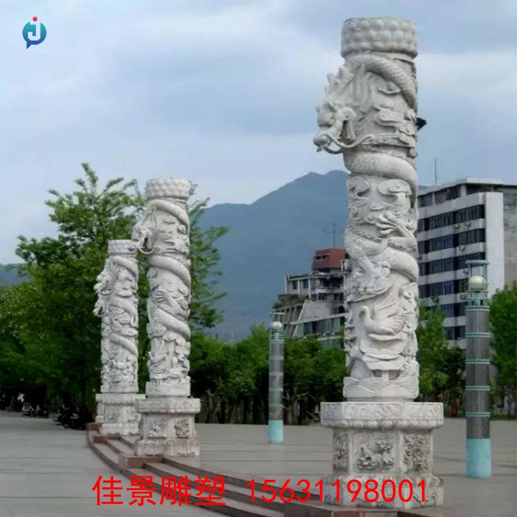 户外城市石雕盘龙柱雕塑设计