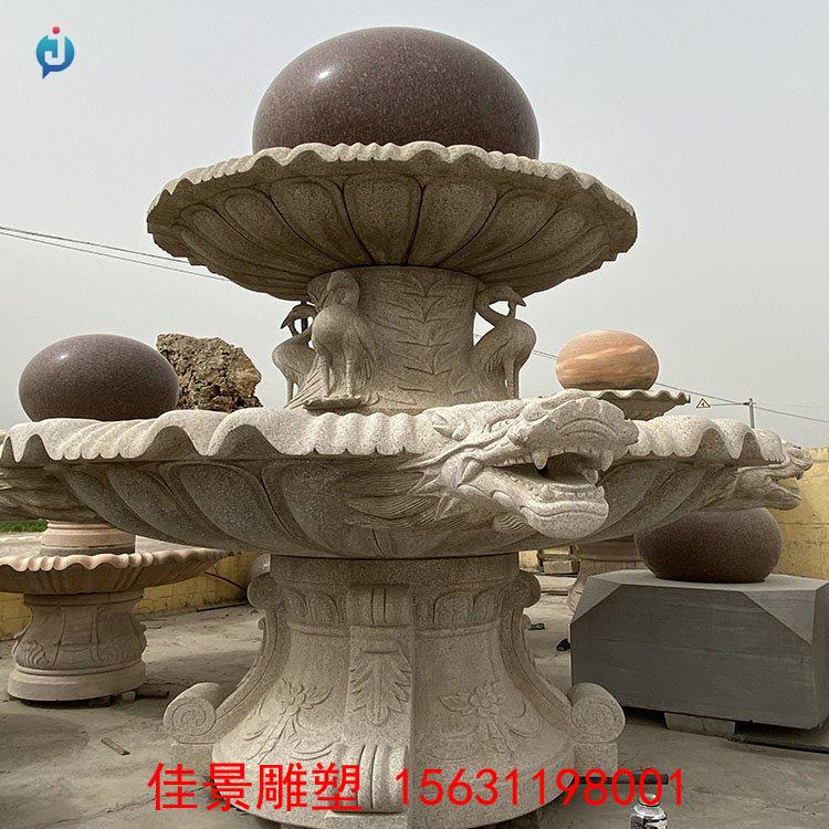 户外景区石雕喷泉风水球雕塑定制