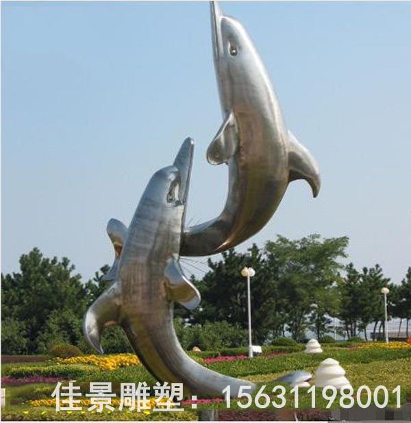 景区不锈钢海豚动物雕塑