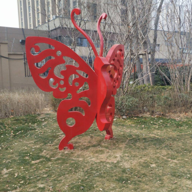 城市红色蝴蝶动物景观雕塑
