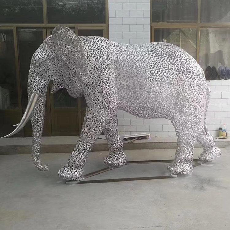 不锈钢园林动物大象雕塑