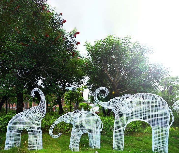 不锈钢吉祥大象动物雕塑