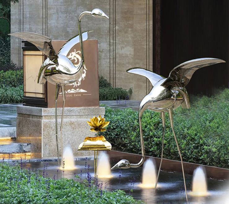 不锈钢火烈鸟动物景观雕塑