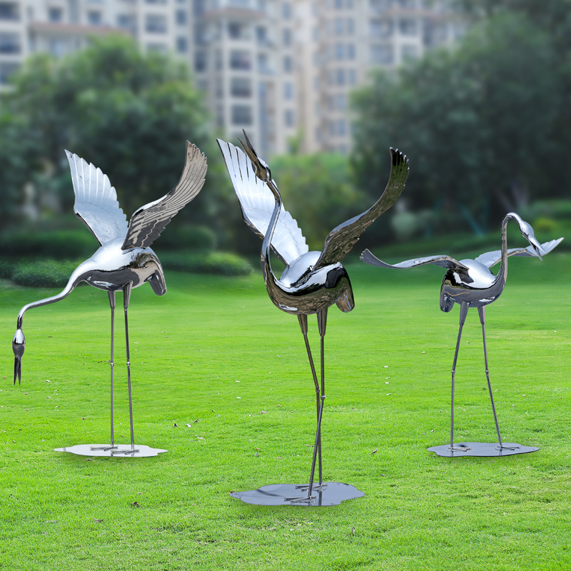 不锈钢火烈鸟镜面动物雕塑