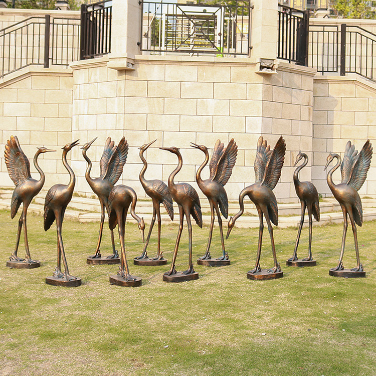 抽象仙鹤各种姿势铜雕