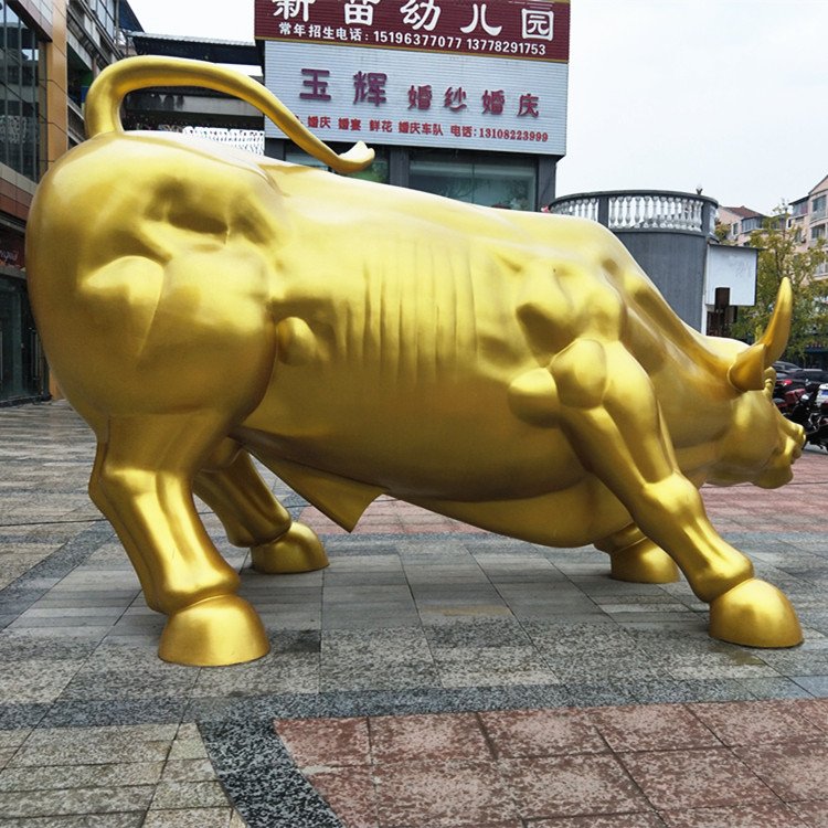 企业门口牛动物景观铜雕