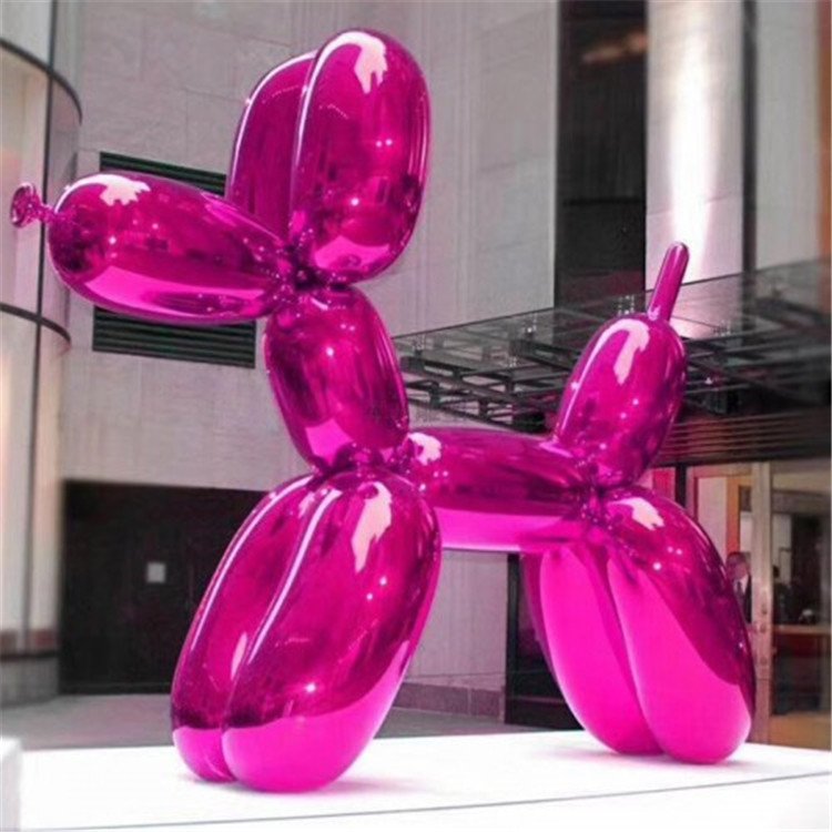 不锈钢红色气球狗雕塑