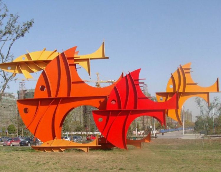 不锈钢鱼公园雕塑