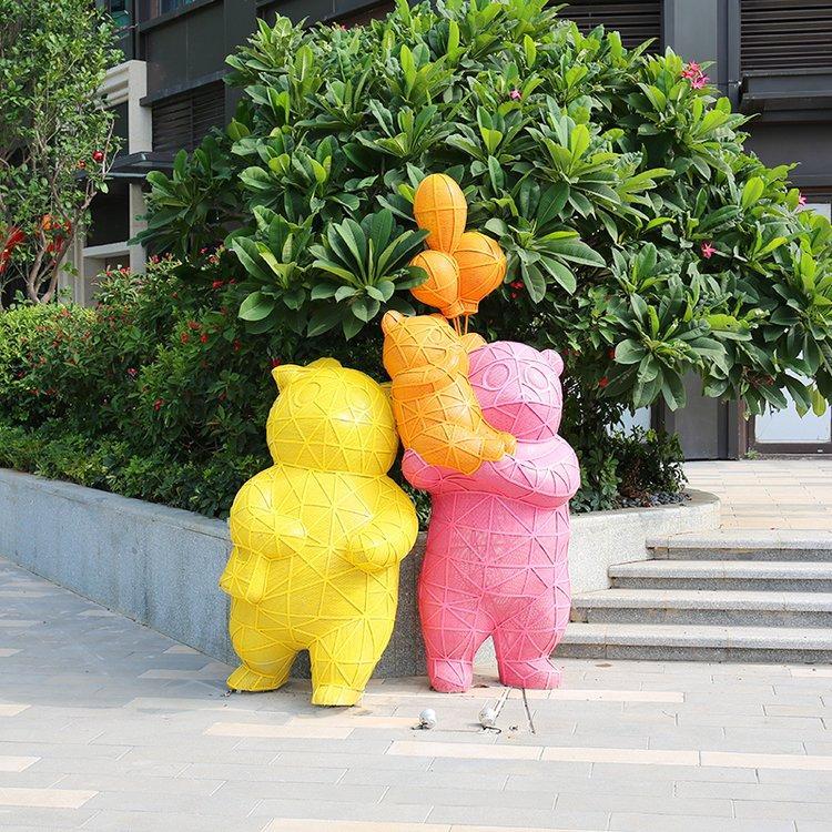 不锈钢熊庭院动物雕塑
