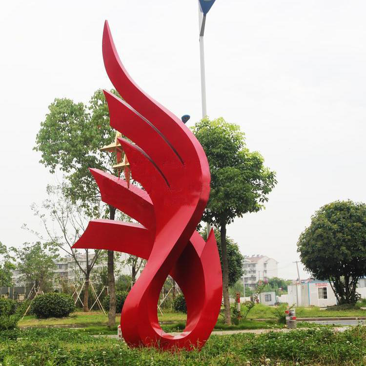 不锈钢红凤凰景观雕塑