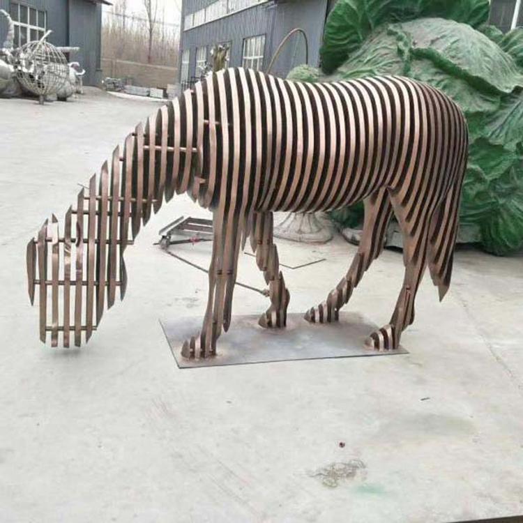 户外不锈钢马动物雕塑