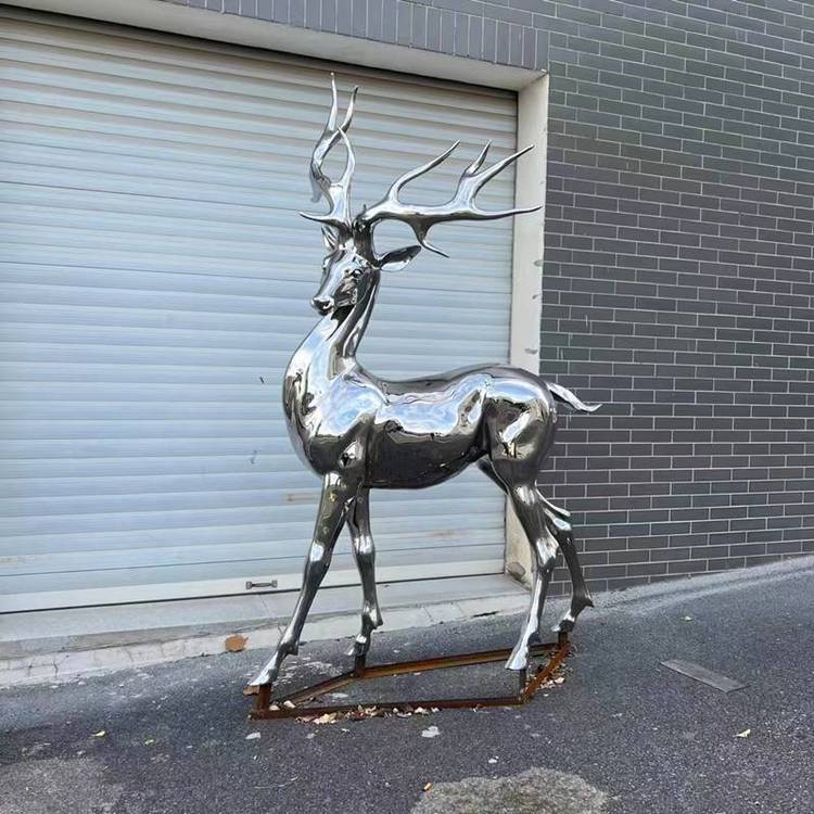 户外不锈钢鹿动物雕塑