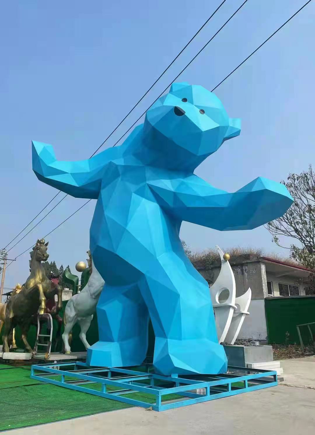 商场不锈钢熊动物雕塑
