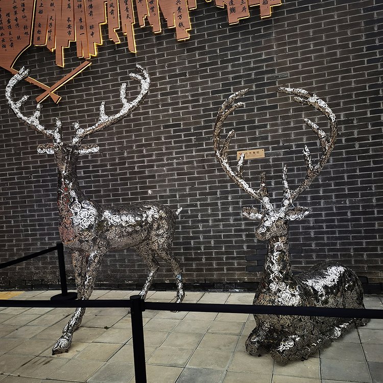 叉角小鹿动物不锈钢雕塑