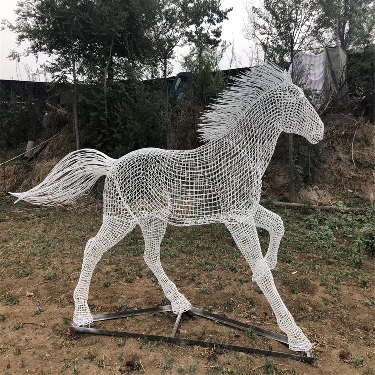 镂空马不锈钢动物雕塑
