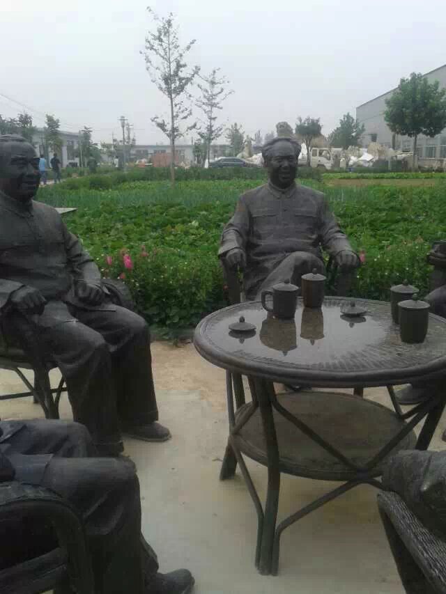 广场喝茶小品景观铜雕