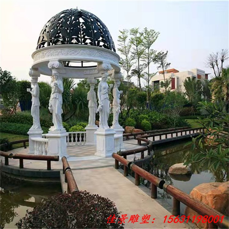 公园休息摆件石材亭子