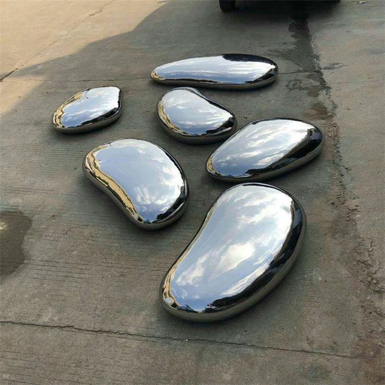 不锈钢鹅卵石  镜面异形石头雕塑 