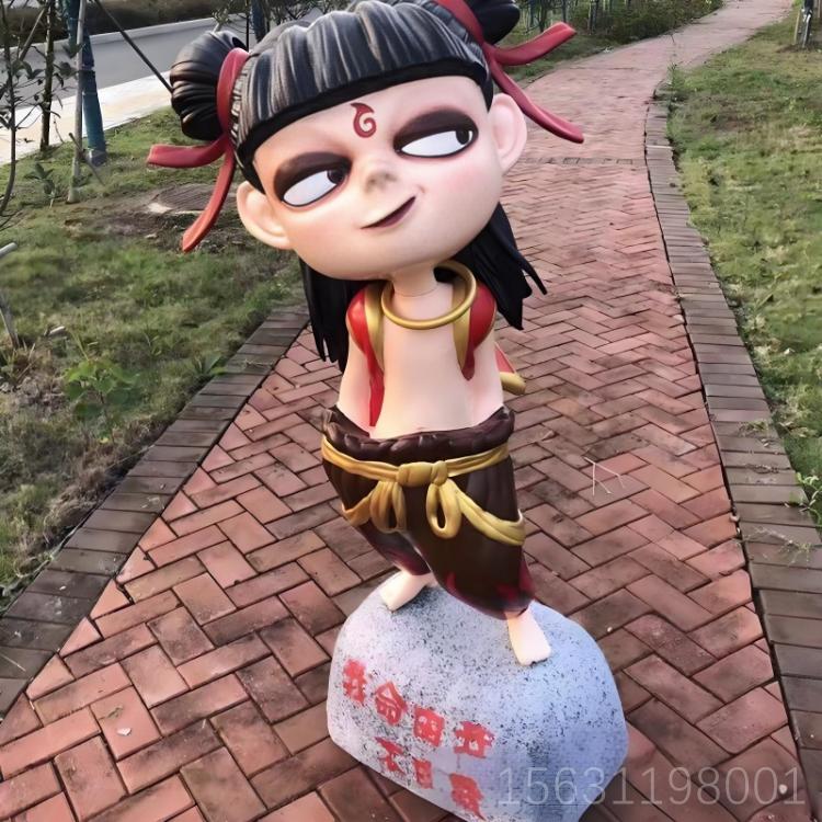 玻璃钢卡通形象人物雕塑 哪吒摆件 