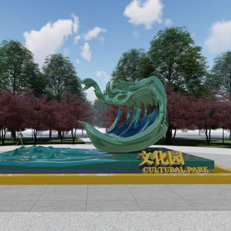 电镀不锈钢浪花雕塑