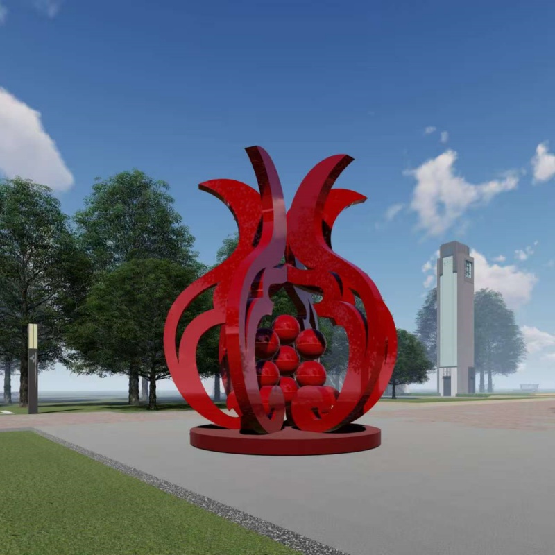 镂空不锈钢石榴雕塑