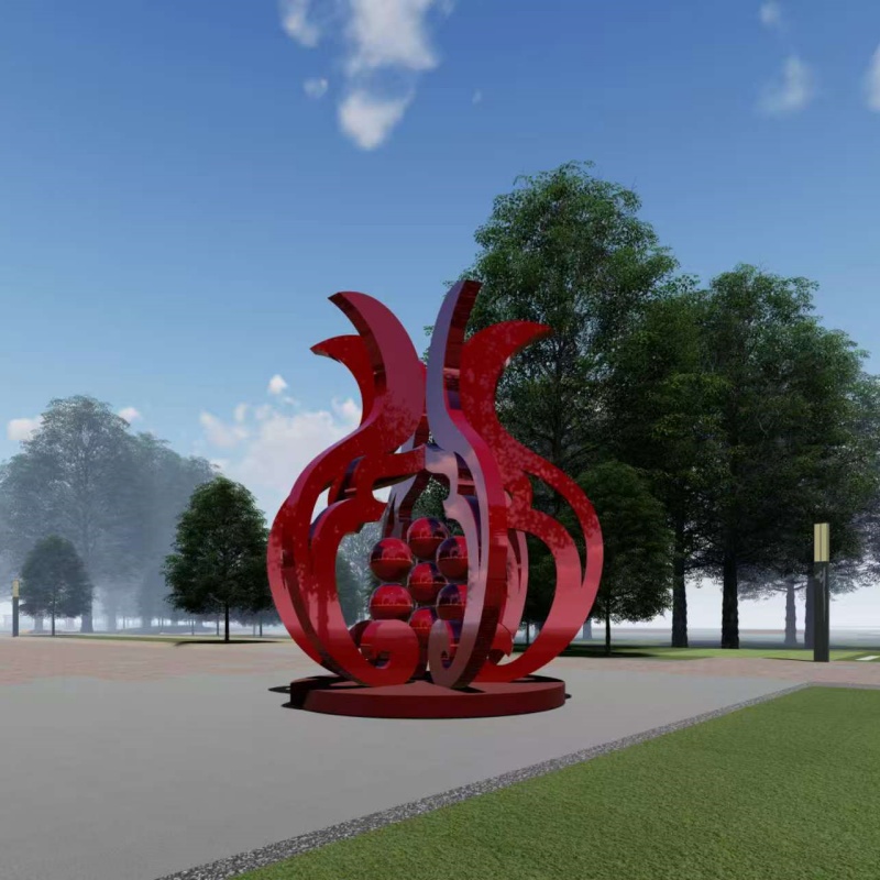 不锈钢石榴造型雕塑 