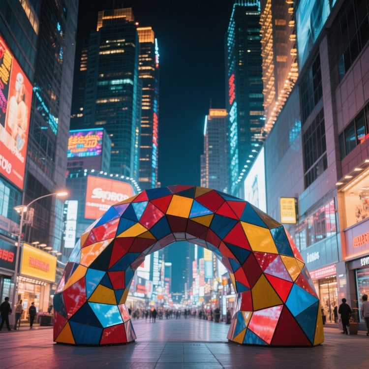 彩绘不锈钢拱门雕塑