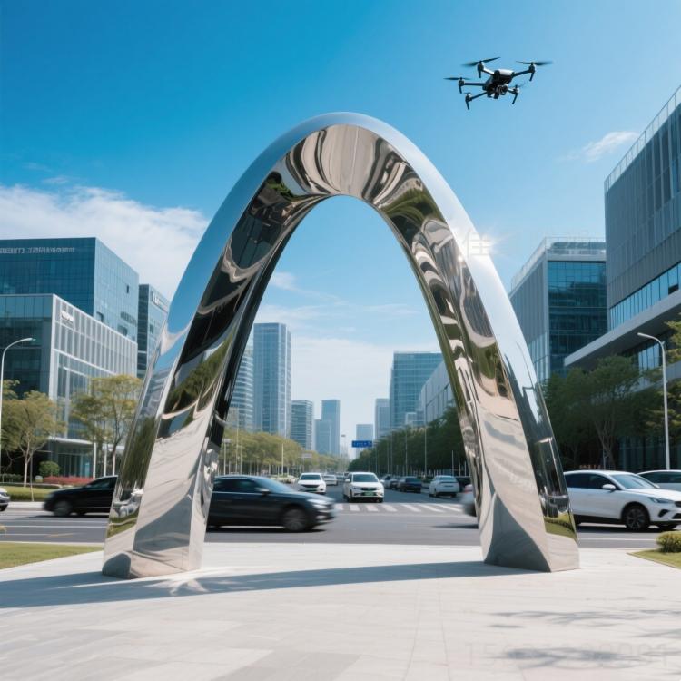 镜面不锈钢大门雕塑