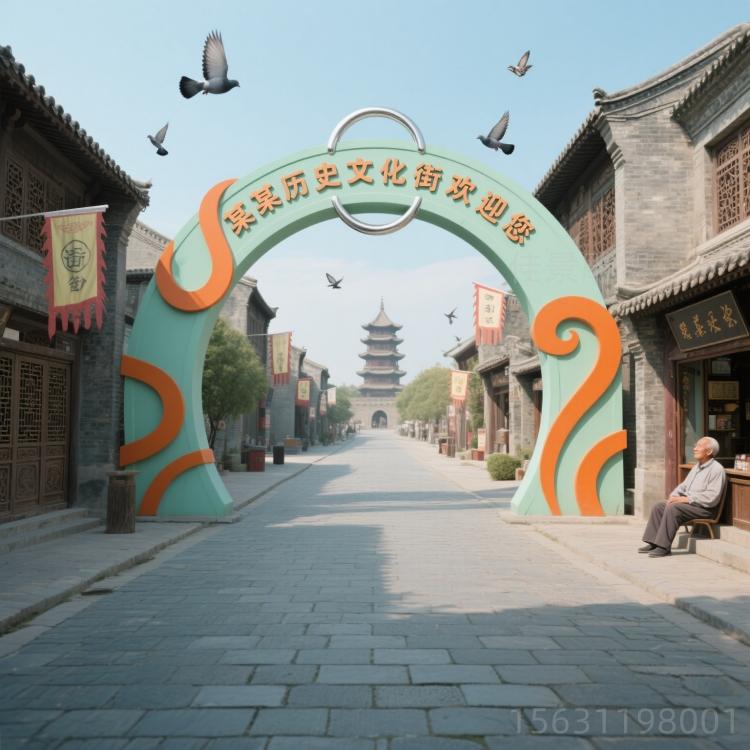 文化街 不锈钢拱门雕塑