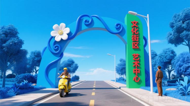 文化街区不锈钢艺术拱门雕塑