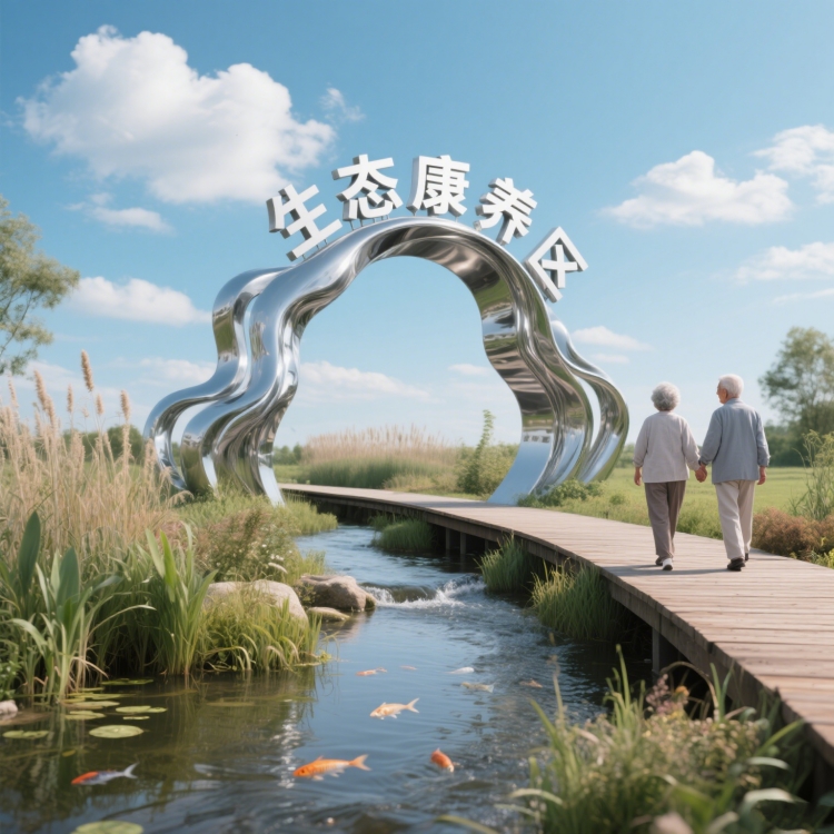 生态康养区拱门雕塑 不锈钢雕塑厂家