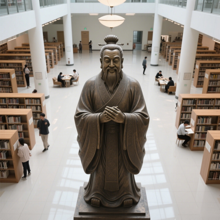 校园人物 铸铜孔子雕塑