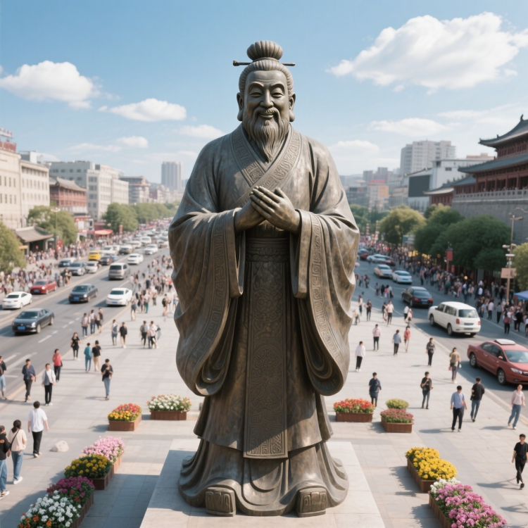 校园孔子 铸铜人物雕塑