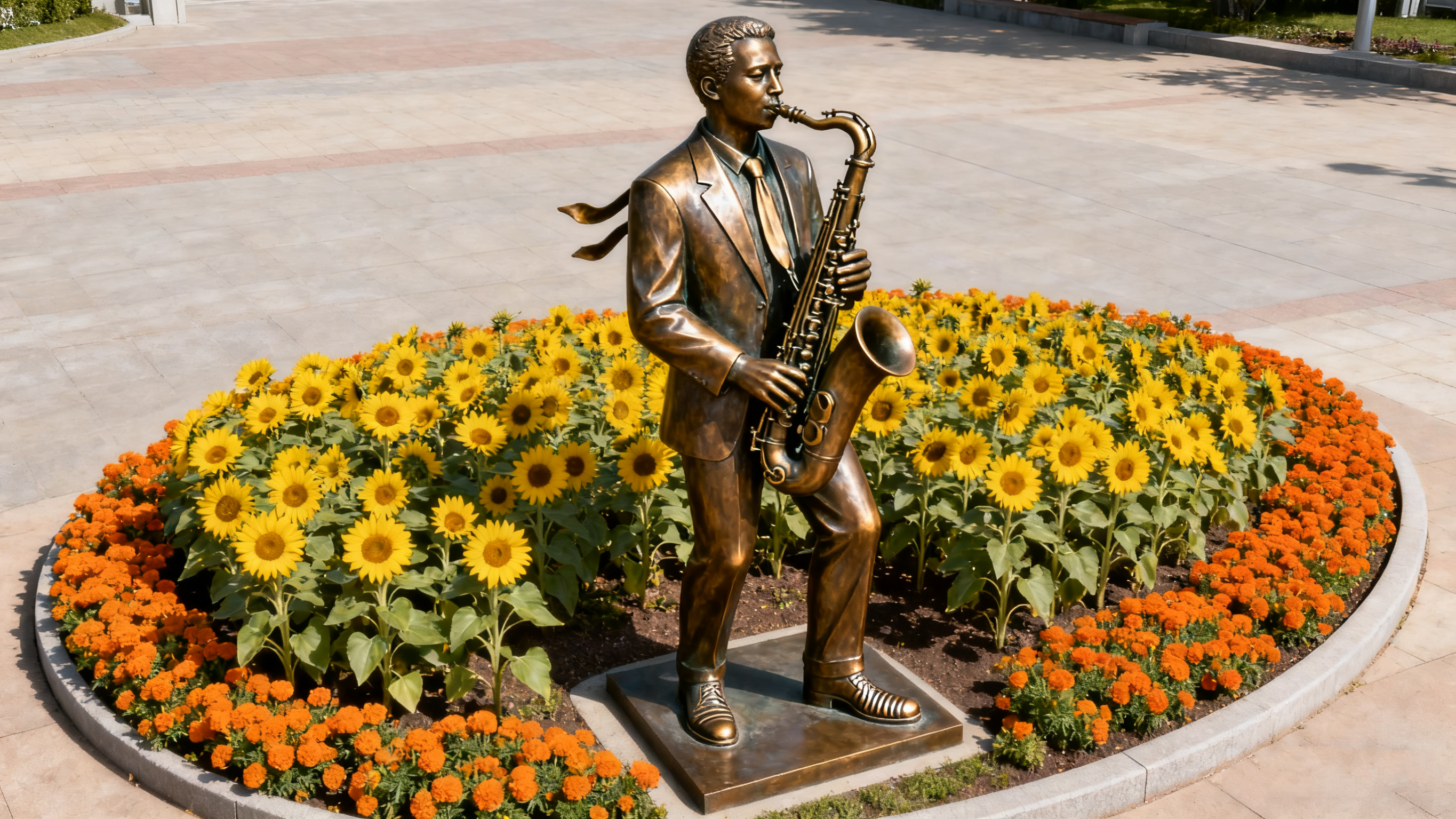 吹萨克斯人物铜雕