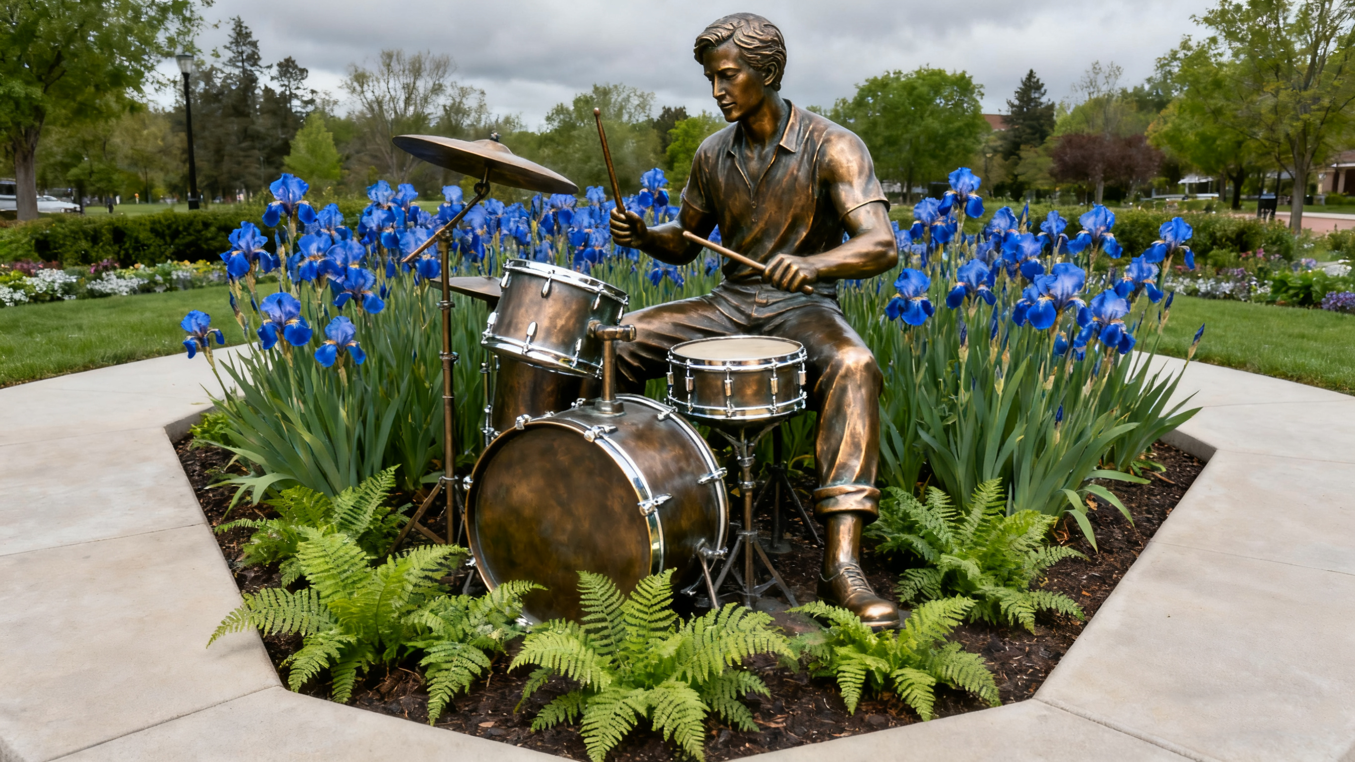 敲架子鼓人物铜雕