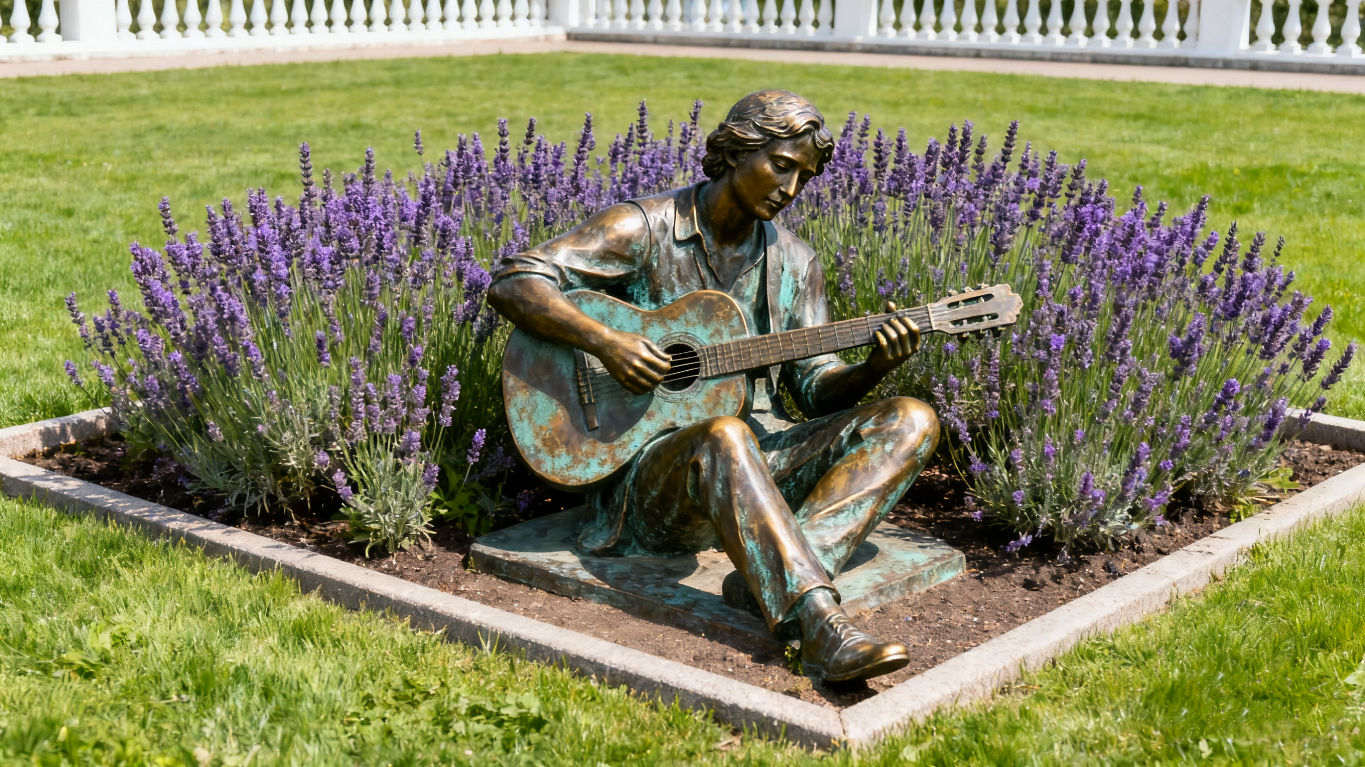 弹吉他人物铜雕 铸铜人物雕塑