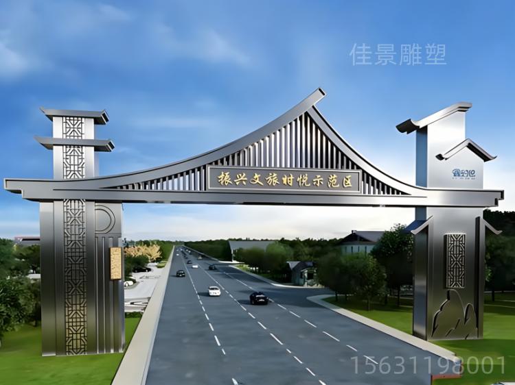 拉丝不锈钢牌楼雕塑