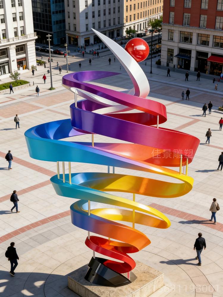 七彩不锈钢飘带雕塑