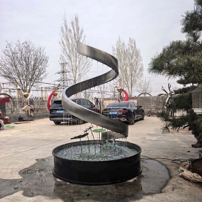 不锈钢水帘雕塑 庭院流水摆件